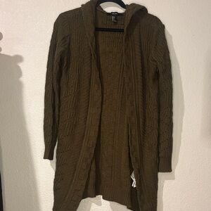 Forever 21 Green  Hooded Knit Cardigan